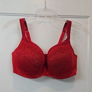 Cacique Red Full-Coverage Bra with Molded Cups